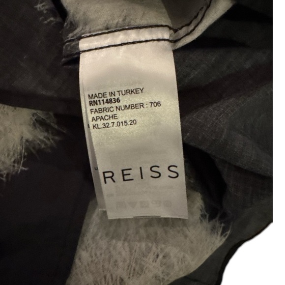 REISS Apache - Mens Dandelion Print Organic Cotton Shirt in Black Slim Fit Sz L - Picture 11 of 11